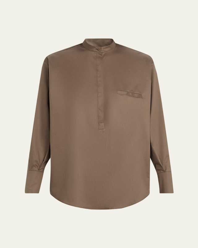Baloon Mandarin Cotton Shirt